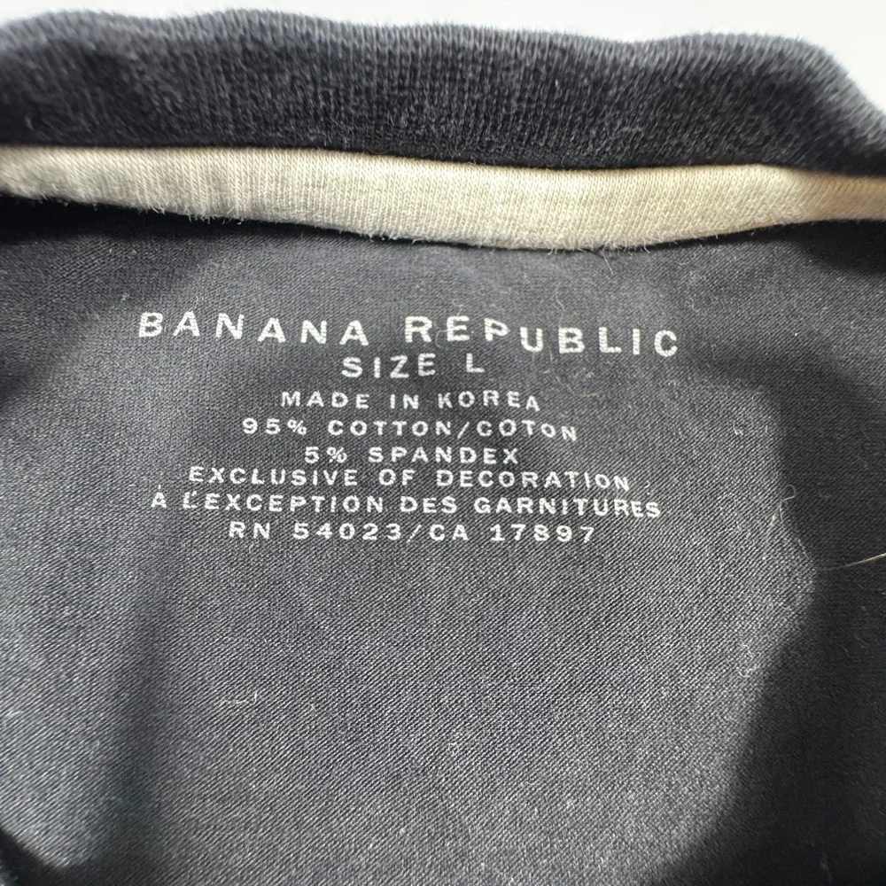 Banana Republic Mens‎ Long Sleeve Skier Graphic T-Shirt Black Size Large Stretch
